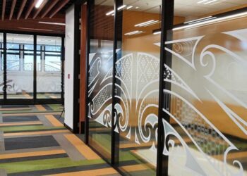 Amazing designs of frosting and decorative films for the University of Otago