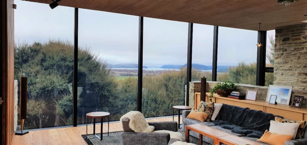3M Pestige 70 applied to the family room looking out to lake Wanaka of an award winning designed home in West Wanaka.